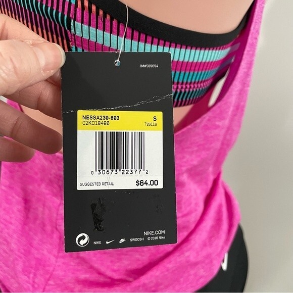 NWT Nike Texture Stripe Layered Tankini Top & Essential Full Bikini Bottom Small - Picture 6 of 16